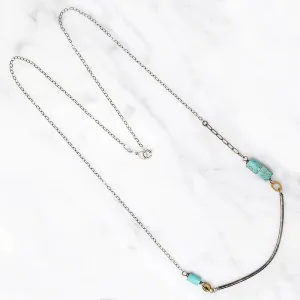 Summery Silver, Turquoise & Brass Bead Necklace by Brin