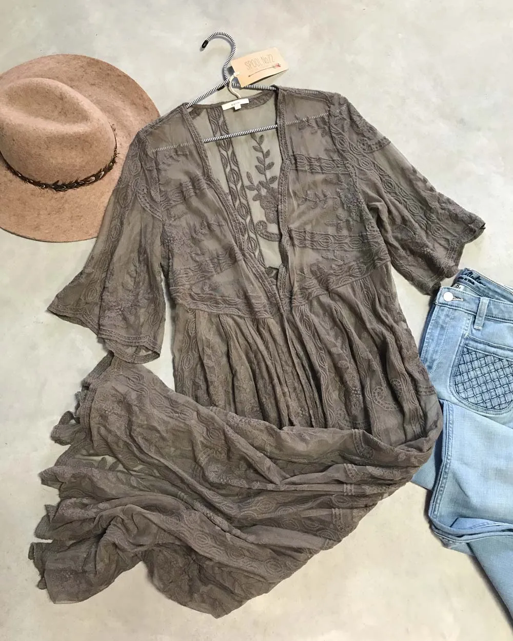 Tainted Rose Lace Duster