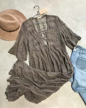 Tainted Rose Lace Duster
