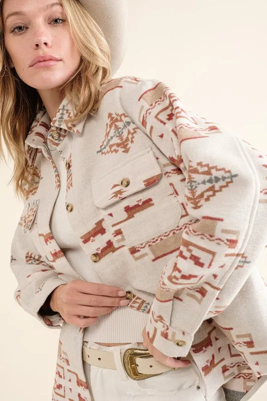 Taupe Jacquard Aztec Shirt