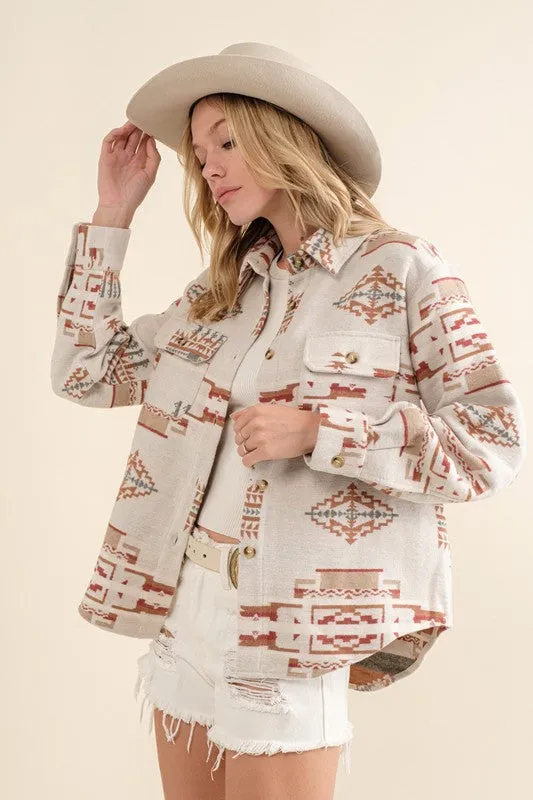 Taupe Jacquard Aztec Shirt