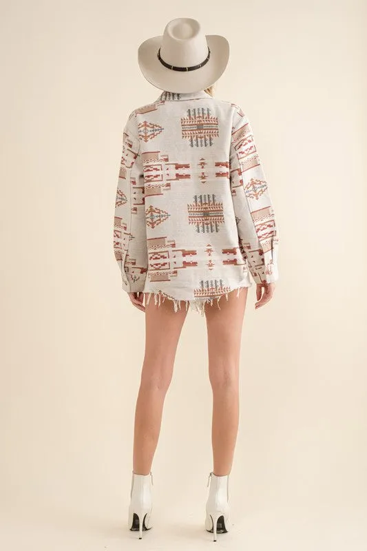 Taupe Jacquard Aztec Shirt