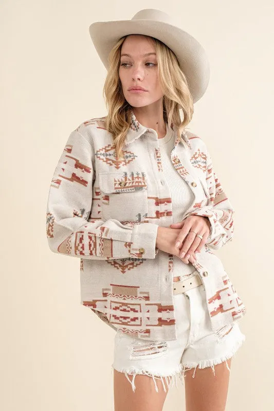 Taupe Jacquard Aztec Shirt