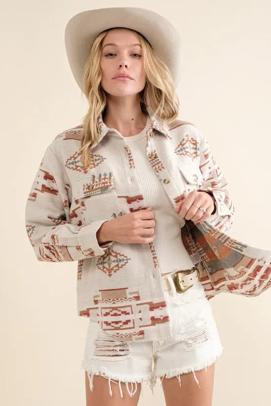 Taupe Jacquard Aztec Shirt