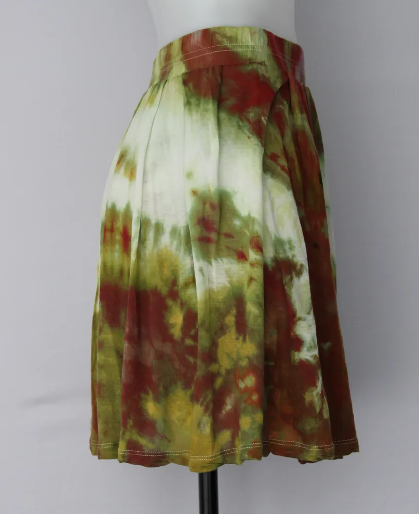 Tie dye Mini Skirt - size Small - ice dye - Waterlilies crinkle