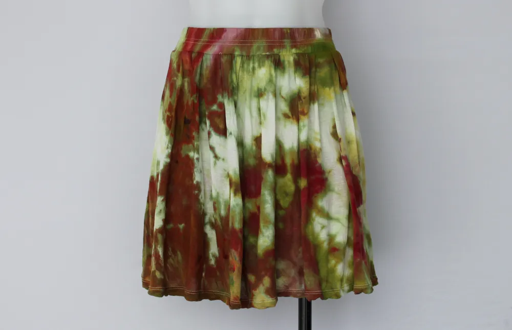 Tie dye Mini Skirt - size Small - ice dye - Waterlilies crinkle