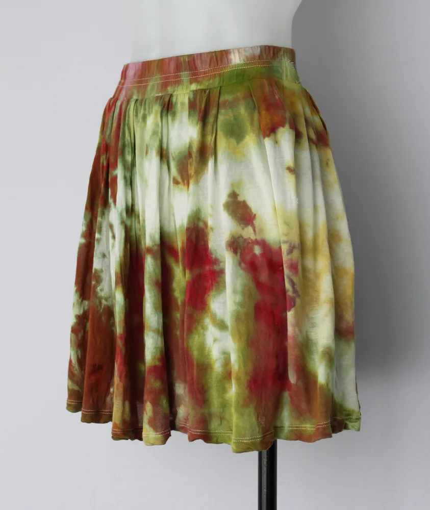 Tie dye Mini Skirt - size Small - ice dye - Waterlilies crinkle