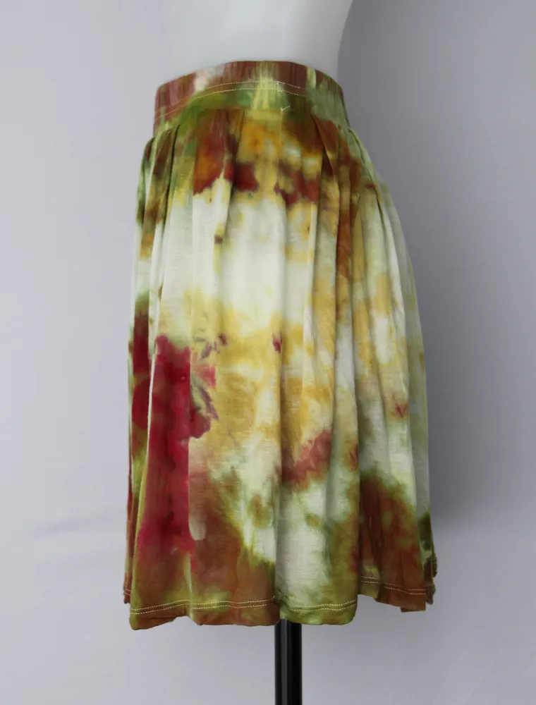 Tie dye Mini Skirt - size Small - ice dye - Waterlilies crinkle