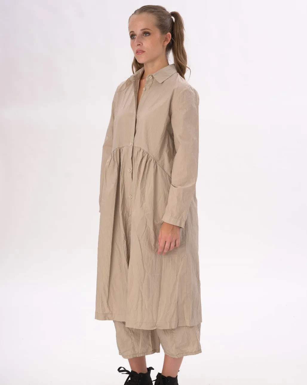Tiered Waist Organic Cotton Shirt Dress