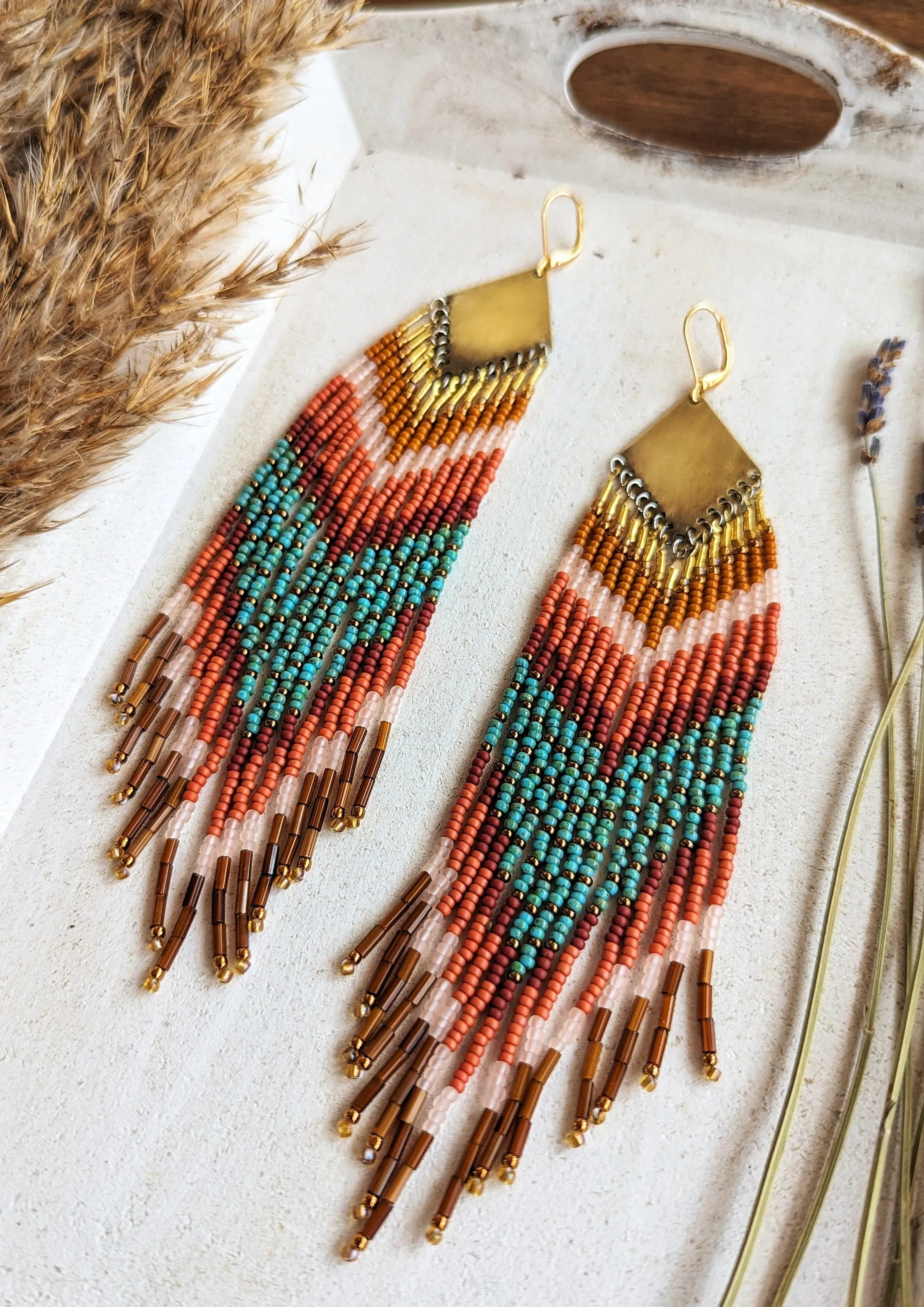 Toni Turquoise & Terracotta Beaded Earrings