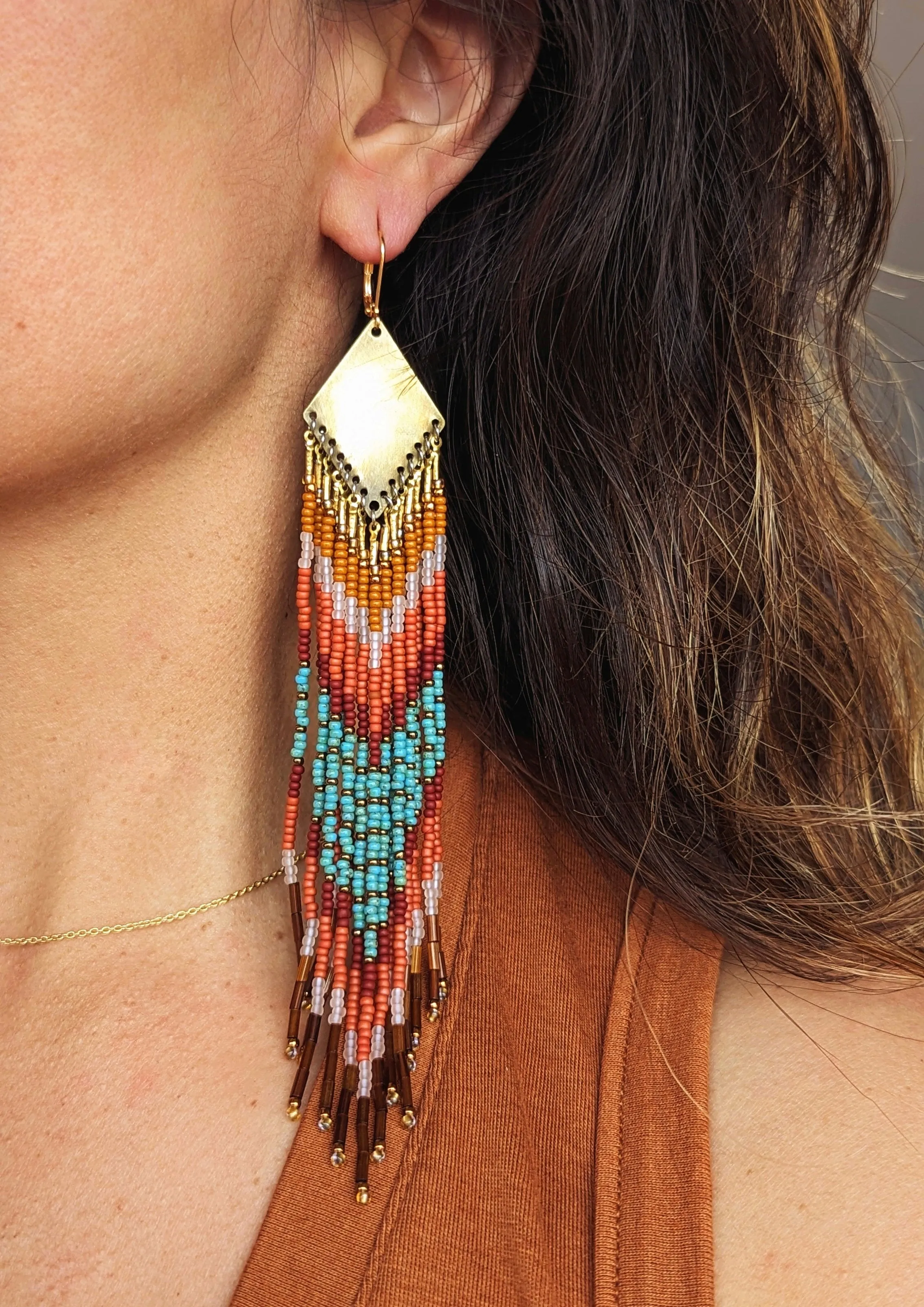 Toni Turquoise & Terracotta Beaded Earrings