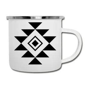Tribal Design on White Enamel Camping Mug