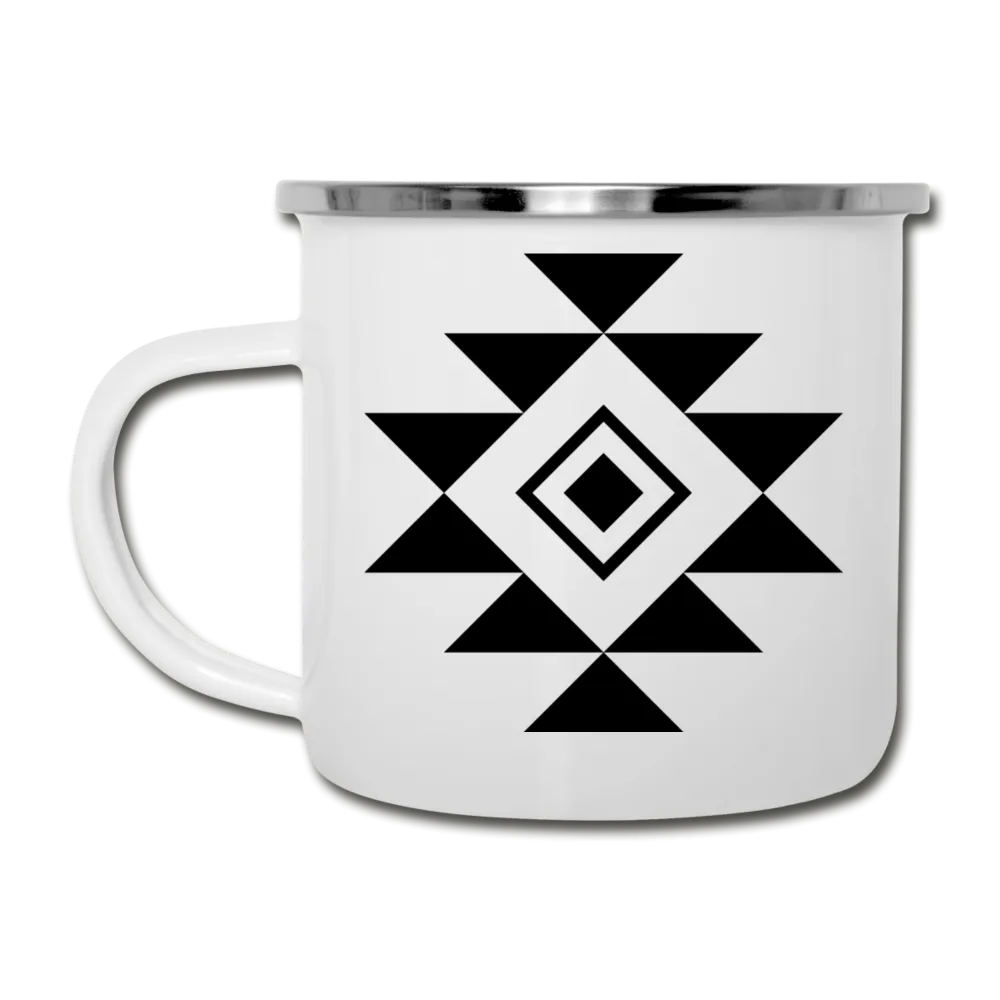 Tribal Design on White Enamel Camping Mug