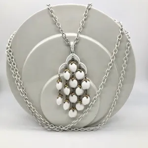 Trifari Waterfall Multi Chain and Large Pendant Necklace
