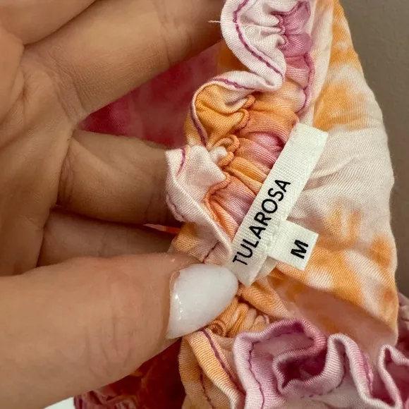 Tularosa Revolve ‘Fresco’ Ruffle Hem Tie Dye Dress Medium Smocked Waist