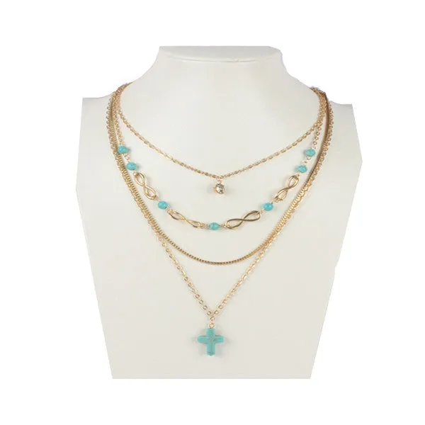 Turquoise Cross Chic Necklace