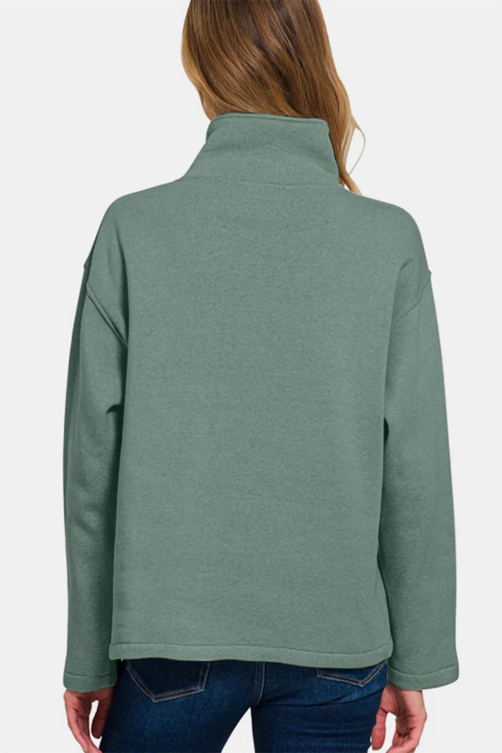 Turtleneck Half Snap Fleece Sweatshirt