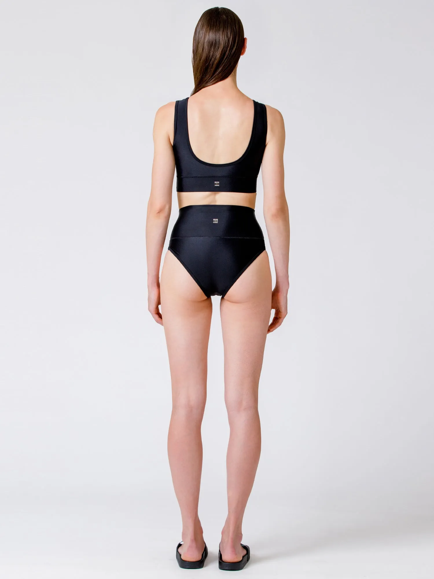 U BACK HIGH WAIST BIKINI SET, BLACK