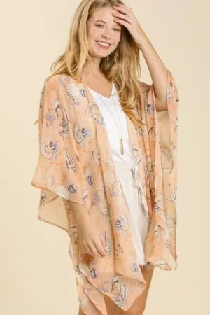 Umgee Full Size Sheer Mixed Print Kimono with Side Slit Plus Size