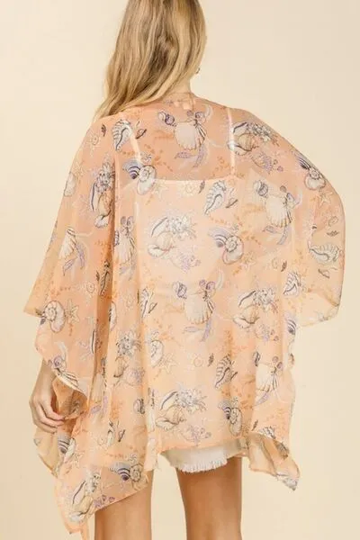 Umgee Full Size Sheer Mixed Print Kimono with Side Slit Plus Size