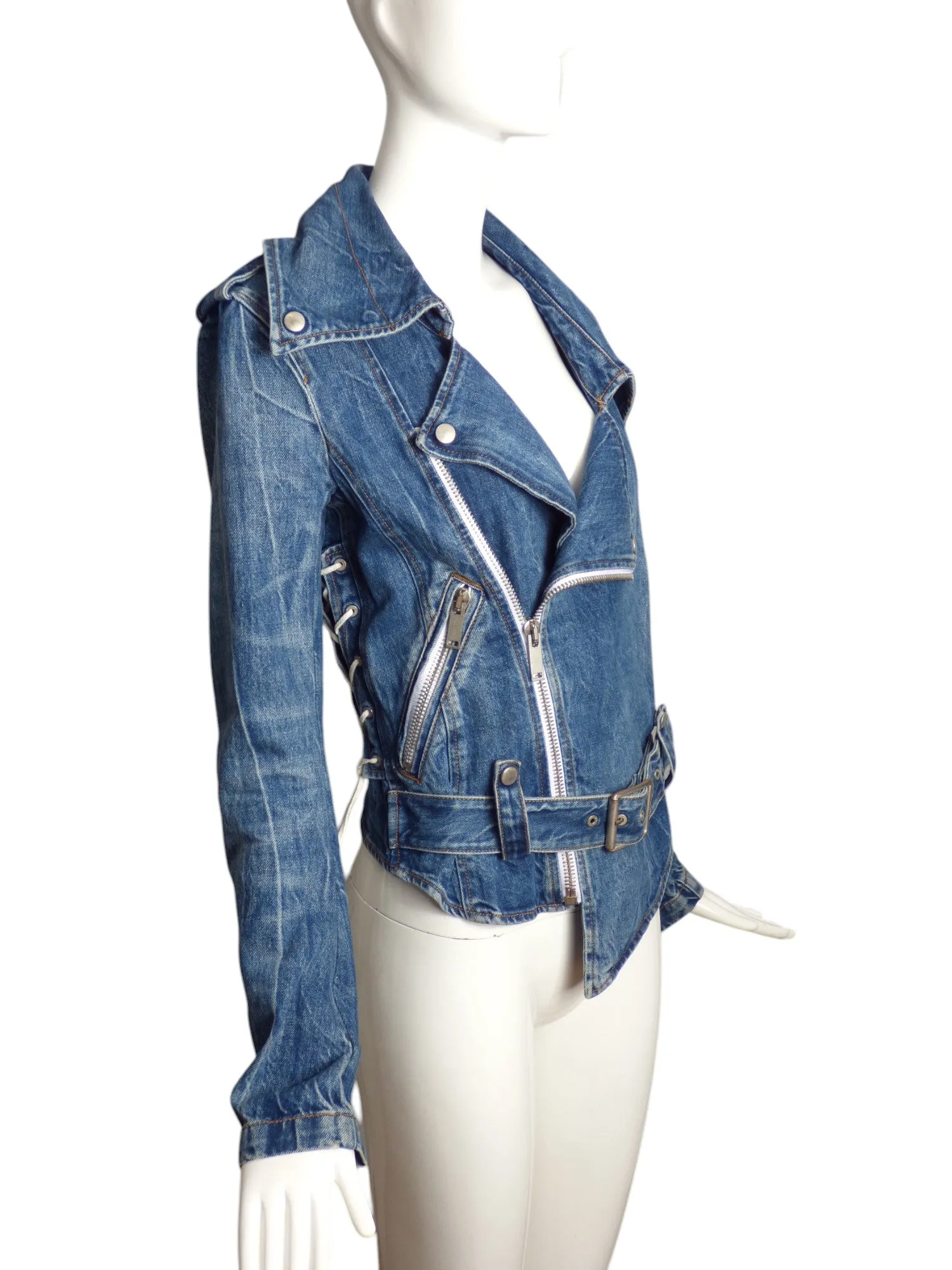 UNRAVEL PROJECT- Lace Up Denim Jacket, Size 6