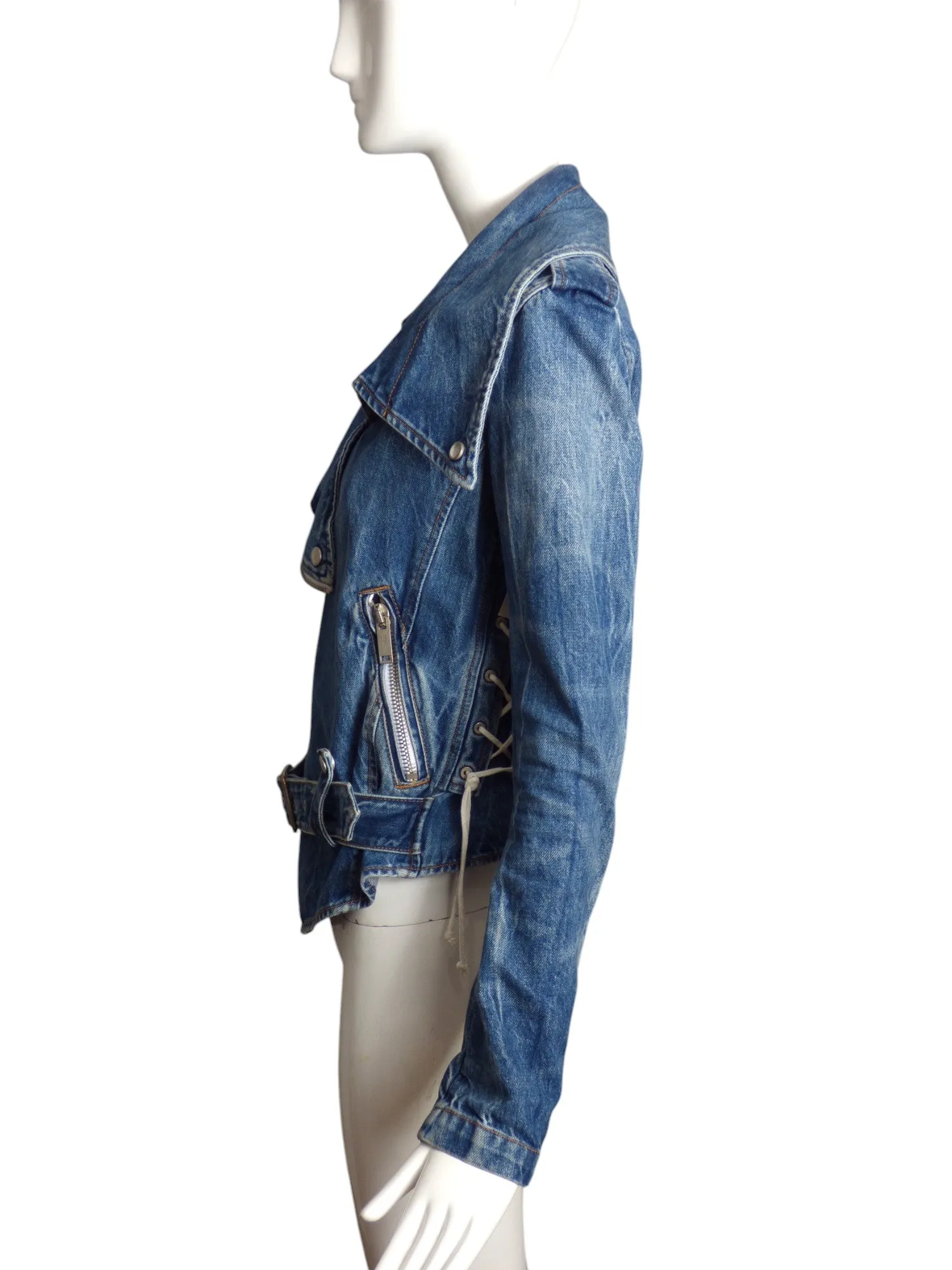 UNRAVEL PROJECT- Lace Up Denim Jacket, Size 6