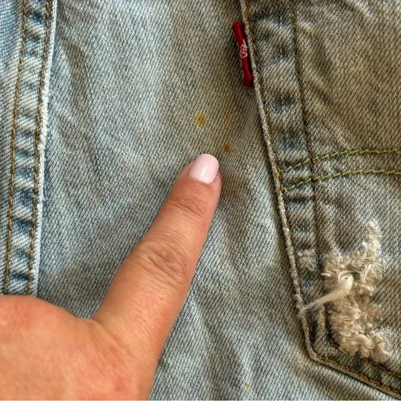 Upcycled Levi’s 569 Blue Jean Denim Distressed Shorts Women’s M/L Western Boho