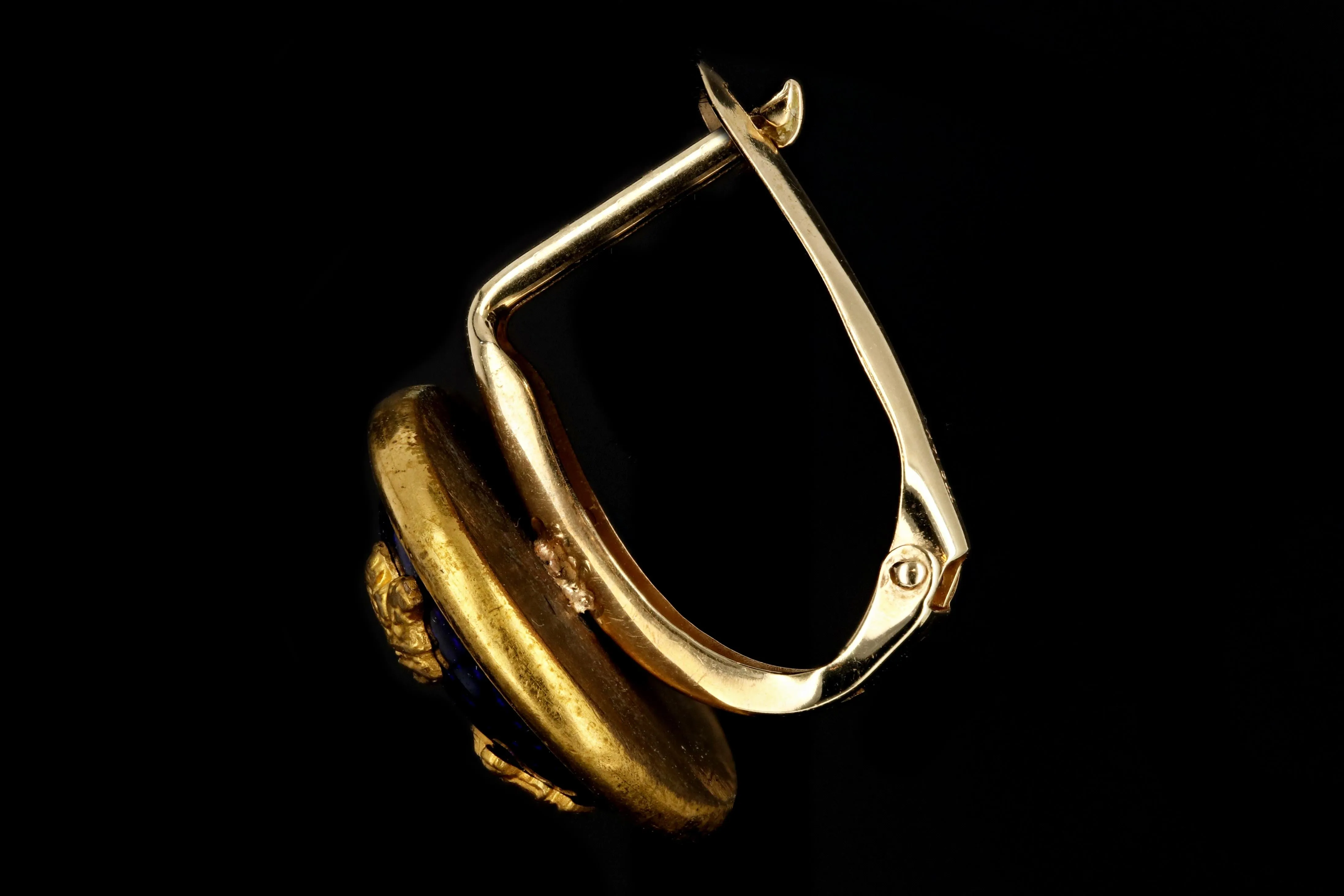 Vintage 14K Yellow Gold and Brass Bastille Crown Cufflink Conversion Earrings