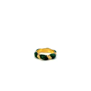 VINTAGE 18KT FRENCH GREEN ENAMEL TWIST BAND