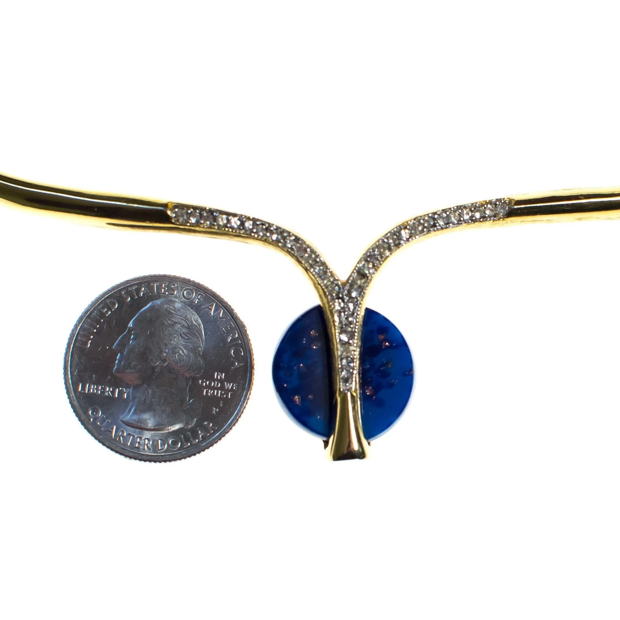 Vintage 1980s Couture Lapis Crystal Modernist Necklace