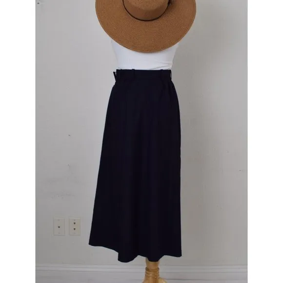 Vintage 90s Wool Jaeger Navy A-line Skirt size 10 | 25 waist