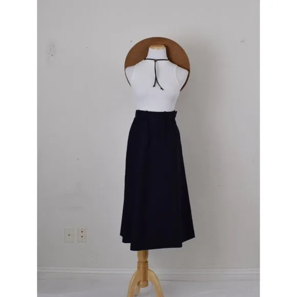 Vintage 90s Wool Jaeger Navy A-line Skirt size 10 | 25 waist