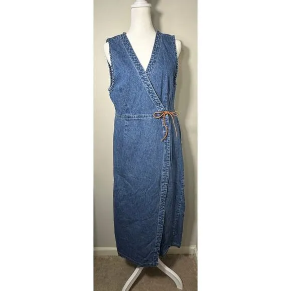 Vintage 90s Y2K Denim Jean Maxi Long Dress