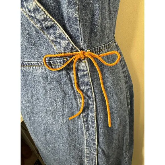 Vintage 90s Y2K Denim Jean Maxi Long Dress