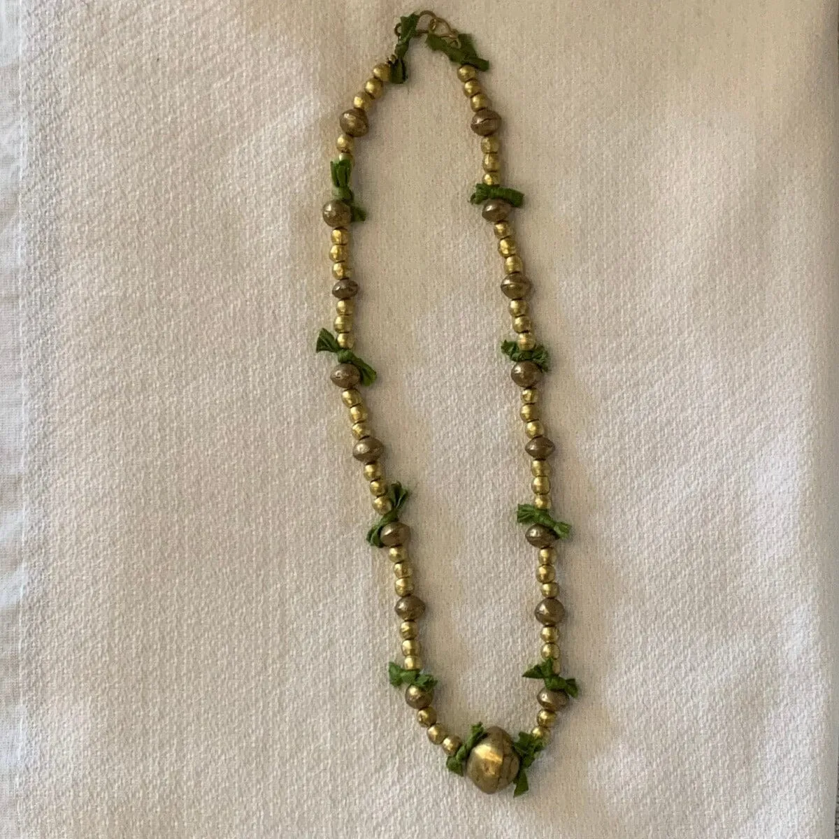 Vintage African Brass and Cloth Beaded Necklace