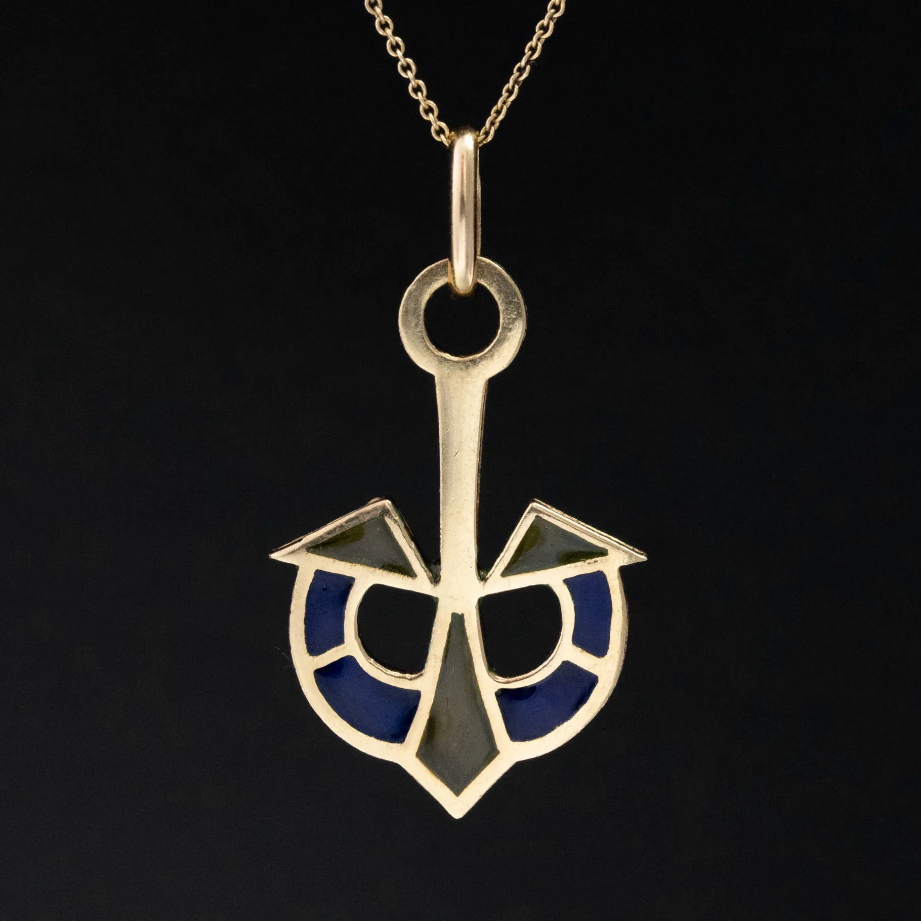 Vintage Anchor Plique-a-Jour Enamel Pendant, Italian