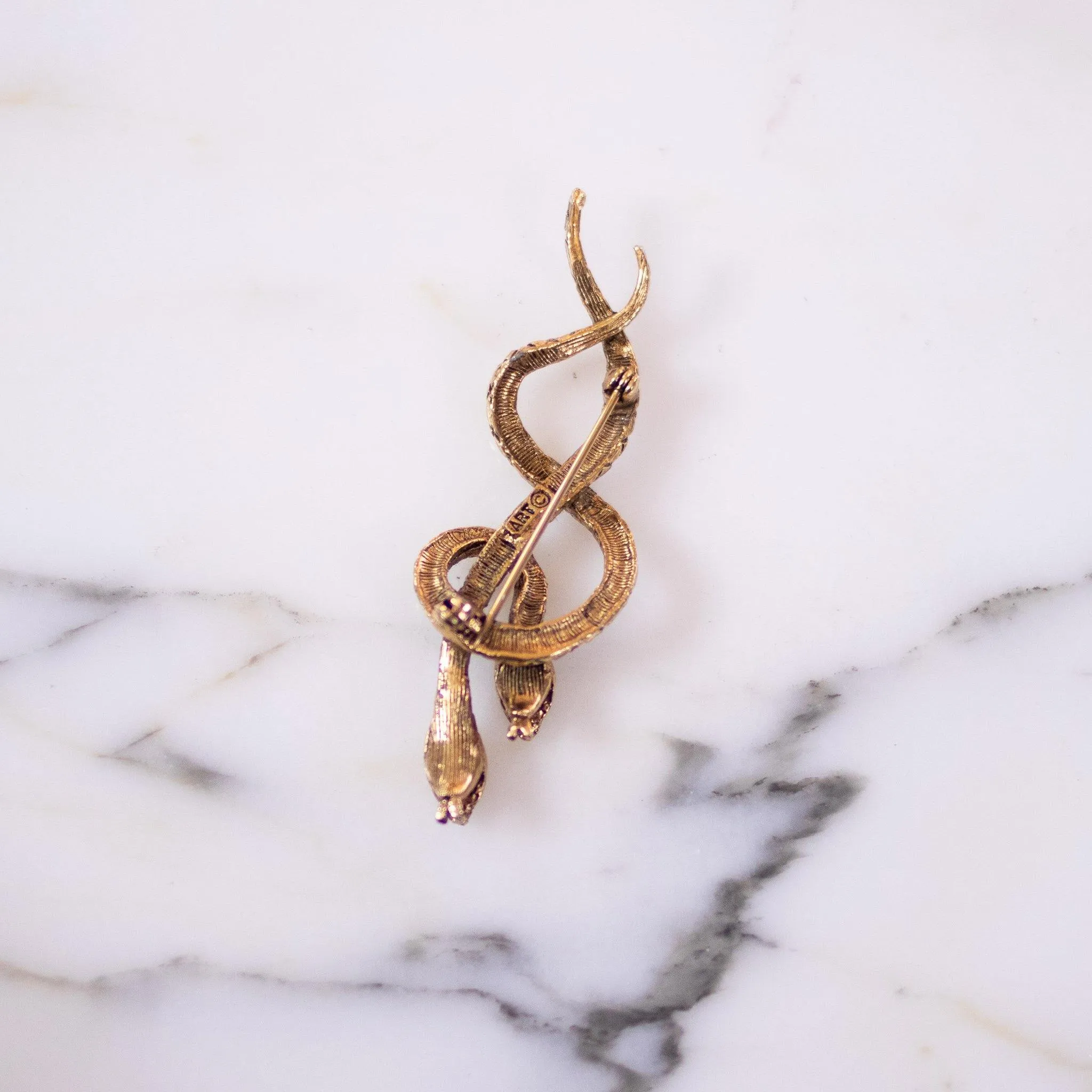 Vintage ART Mode Double Serpent Brooch