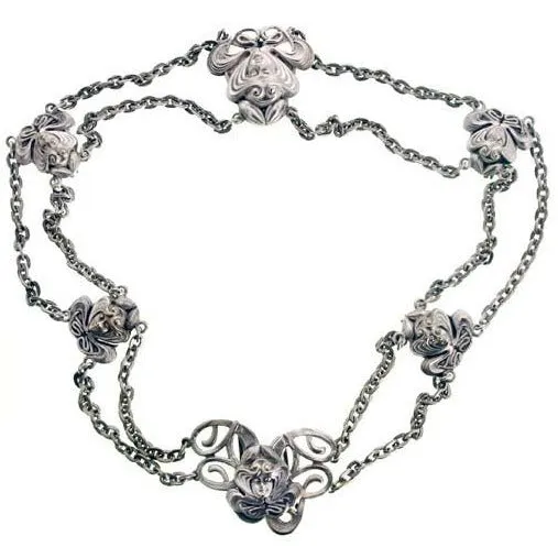 Vintage Art Nouveau Chain Belt Womens Faces Super Unique 25" waist
