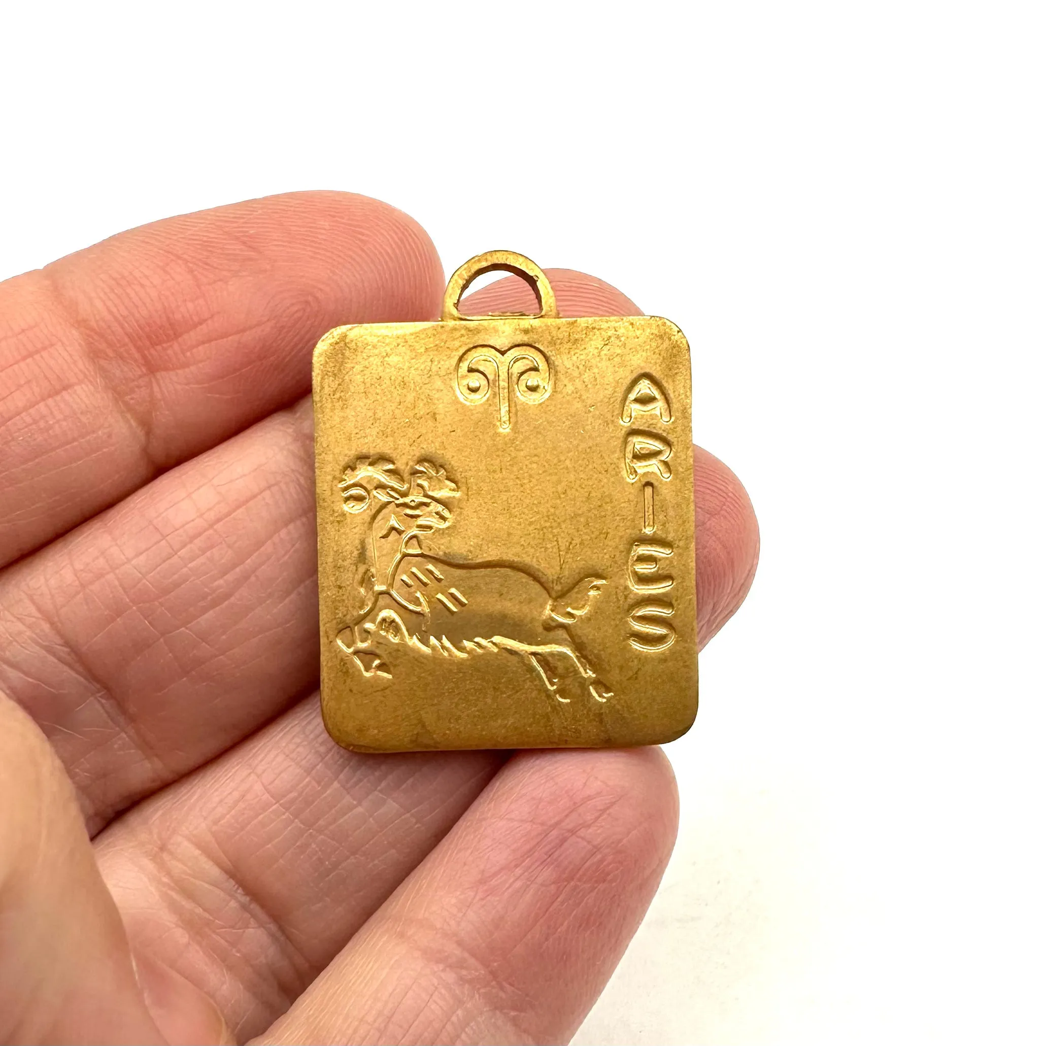 Vintage Brass Aries Charm