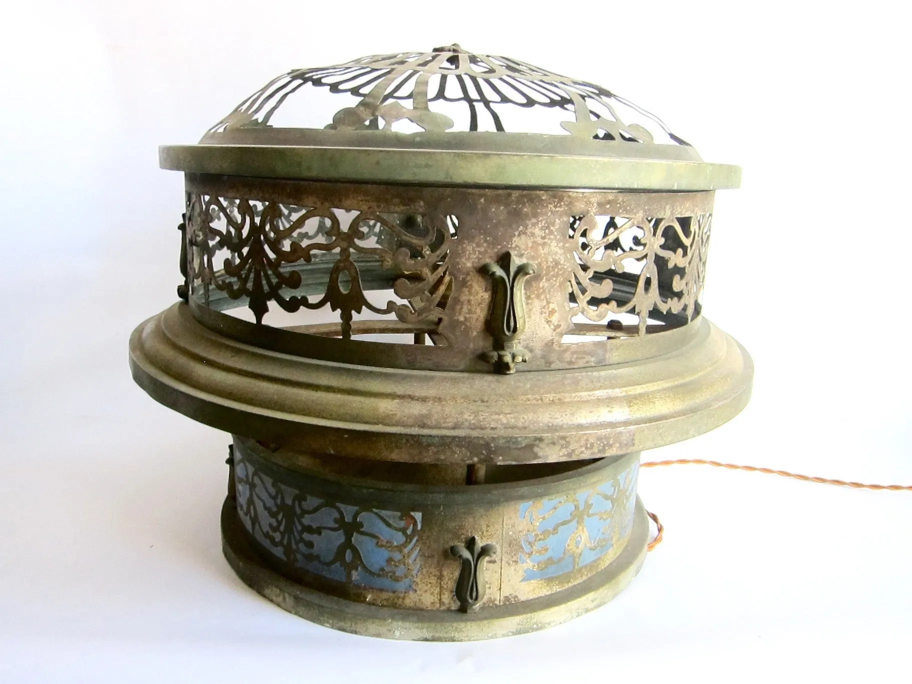 Vintage Brass Round Ceiling Chandelier
