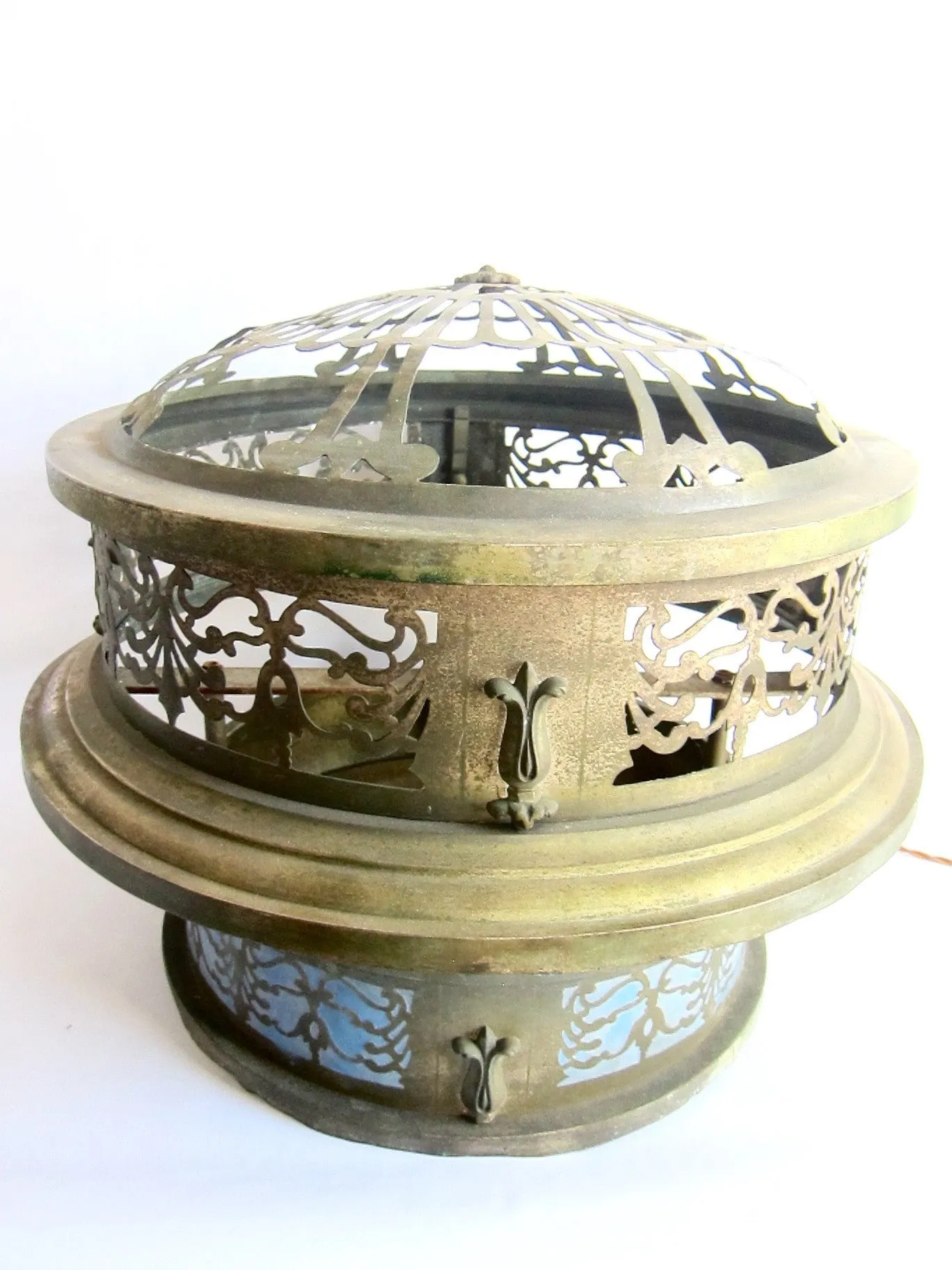 Vintage Brass Round Ceiling Chandelier