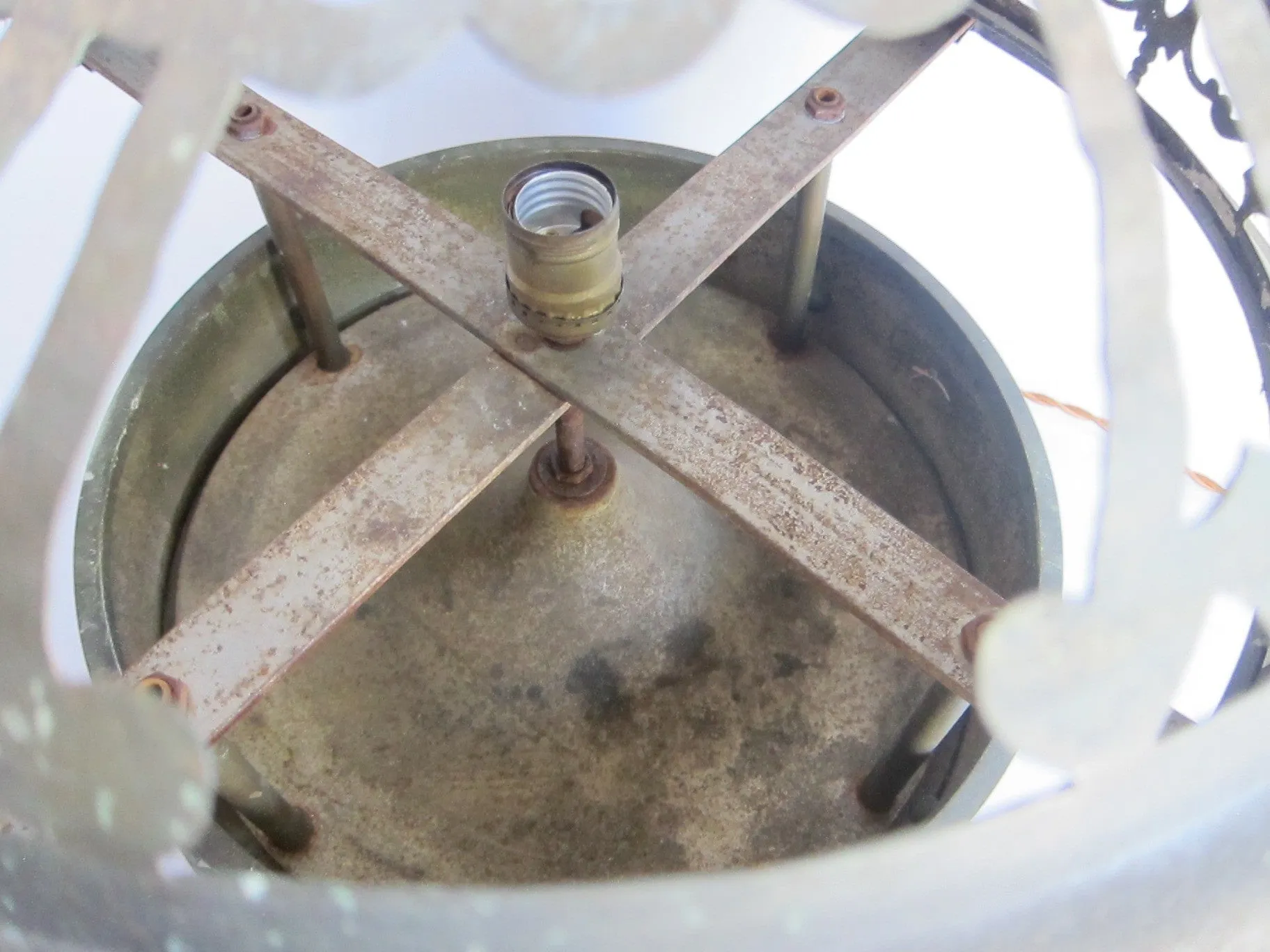 Vintage Brass Round Ceiling Chandelier