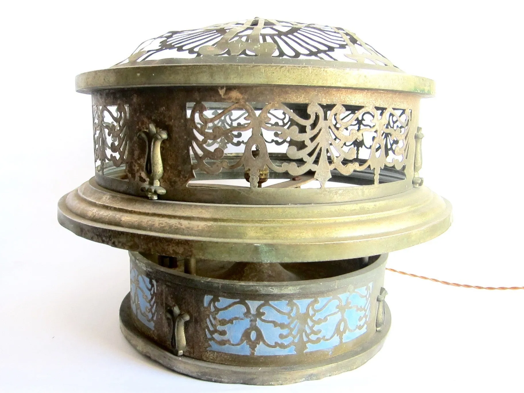 Vintage Brass Round Ceiling Chandelier