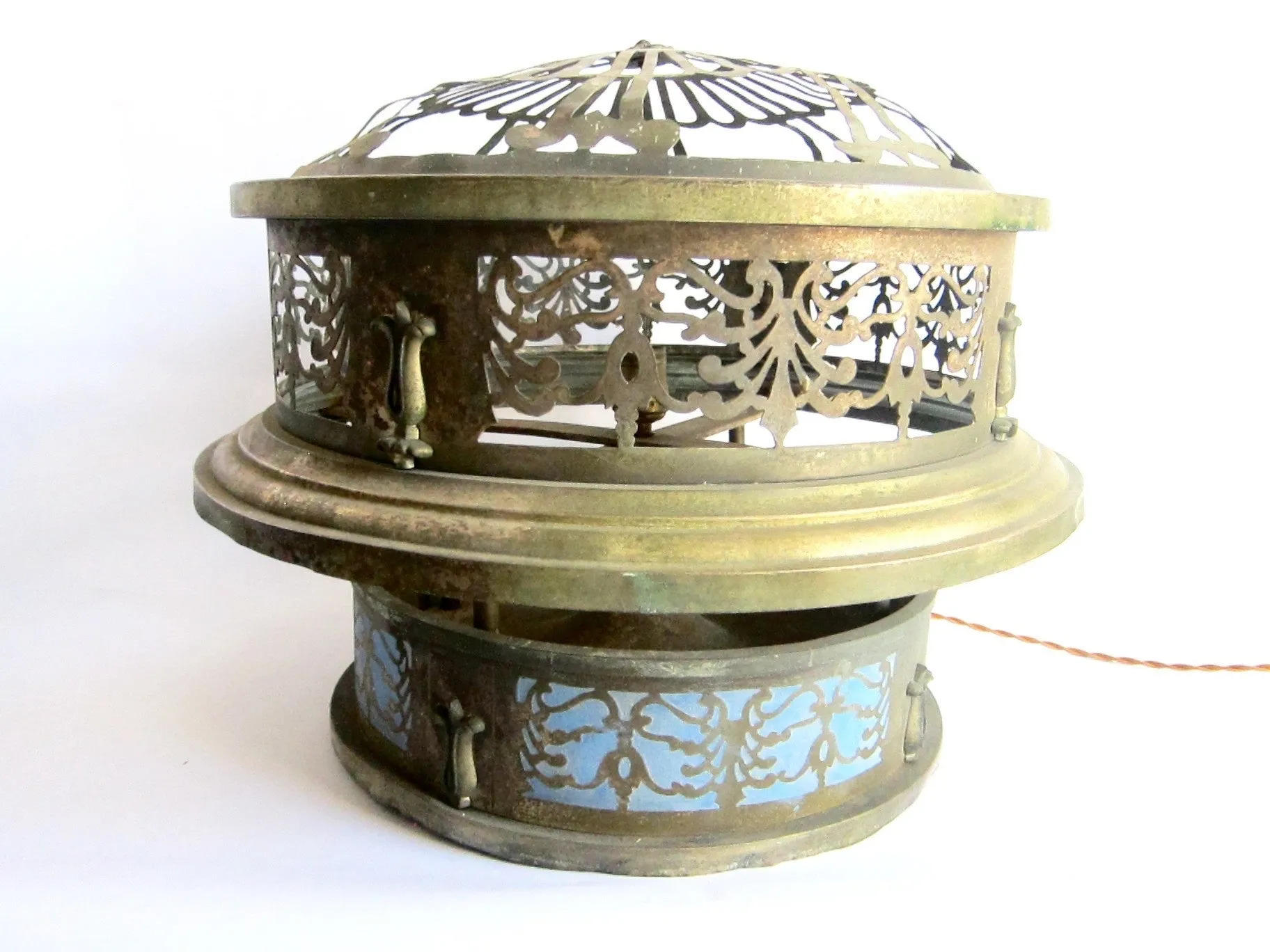 Vintage Brass Round Ceiling Chandelier