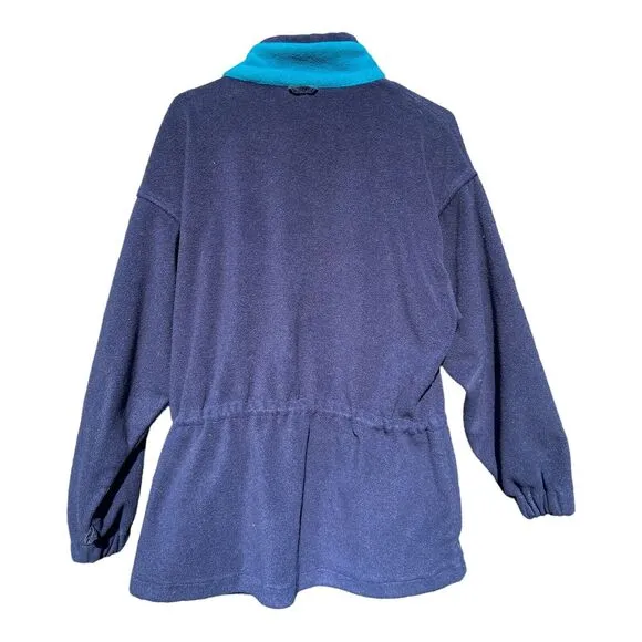 Vintage Columbia Fleece Blue Real Drawstring Waist Full-Zip Sweater Jacket L