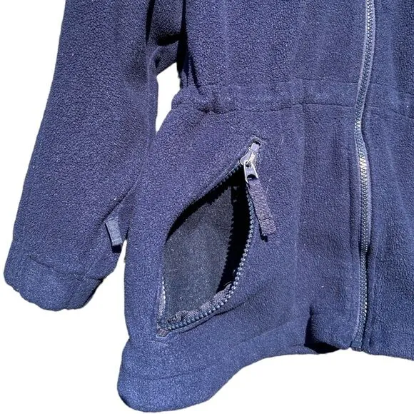Vintage Columbia Fleece Blue Real Drawstring Waist Full-Zip Sweater Jacket L