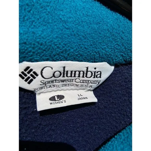 Vintage Columbia Fleece Blue Real Drawstring Waist Full-Zip Sweater Jacket L