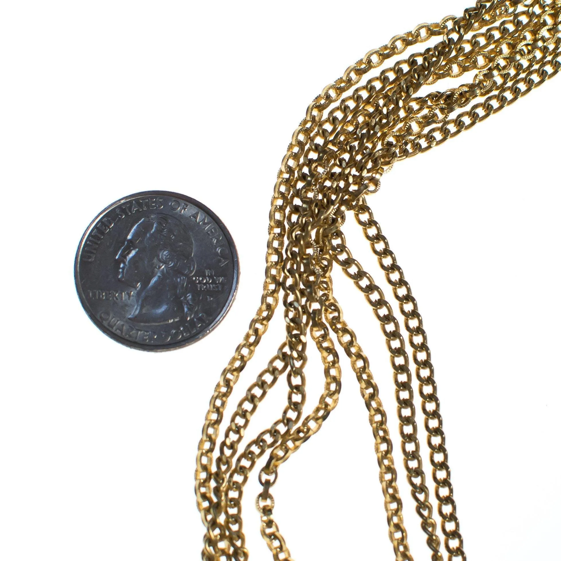 Vintage Crown Trifari Multi-strand Chain Necklace, Gold Tone, Snap Lock Clasp