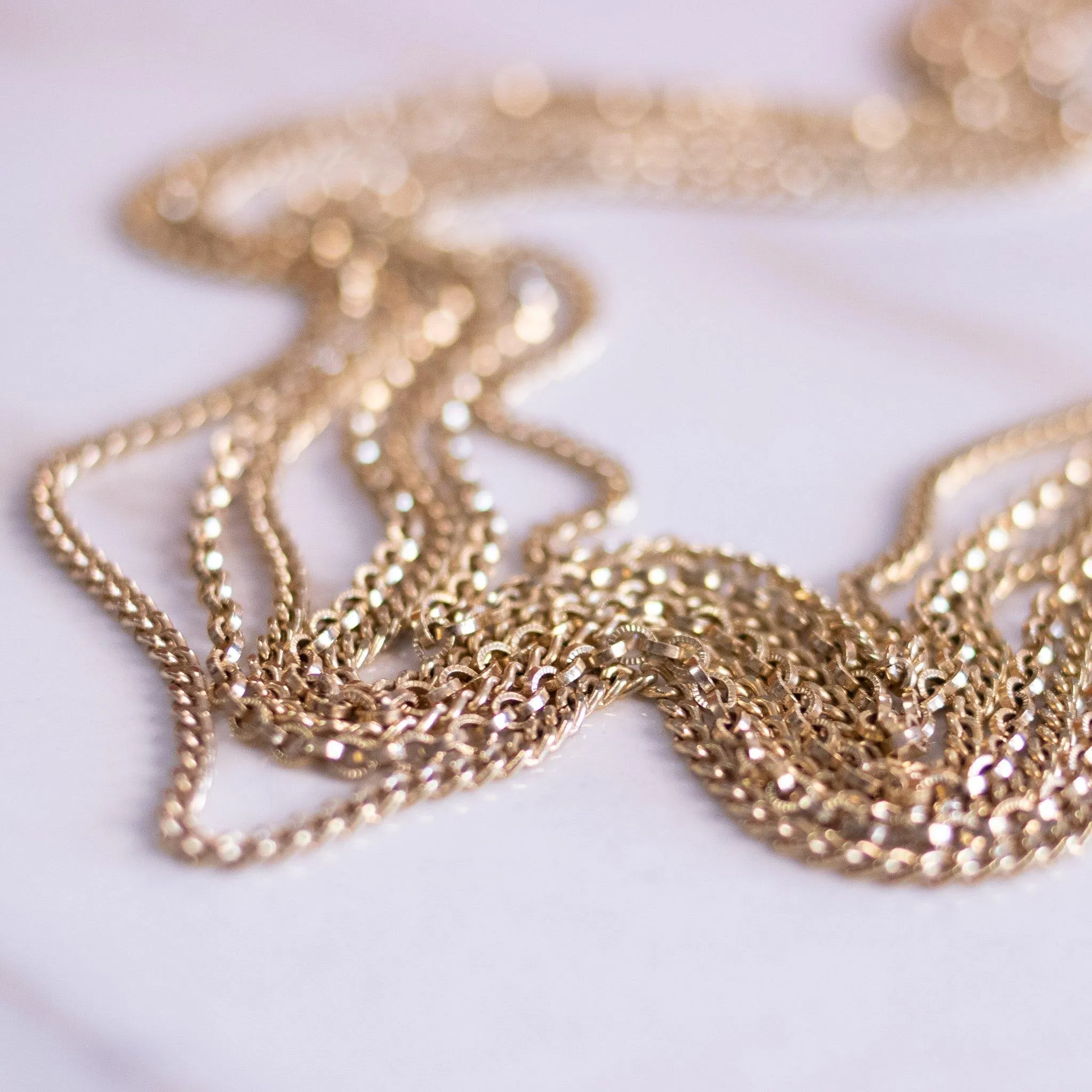 Vintage Crown Trifari Multi-strand Chain Necklace, Gold Tone, Snap Lock Clasp