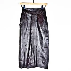 Vintage Emilio Dinara High Waist Chocolate Leather Skirt 4